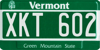 VT license plate XKT602