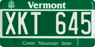 VT license plate XKT645