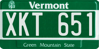 VT license plate XKT651