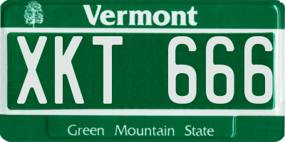 VT license plate XKT666