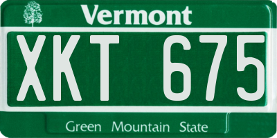 VT license plate XKT675
