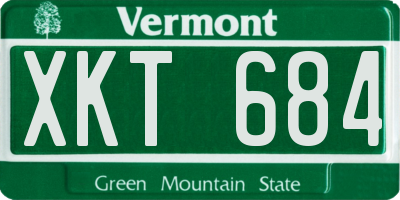VT license plate XKT684