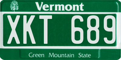 VT license plate XKT689