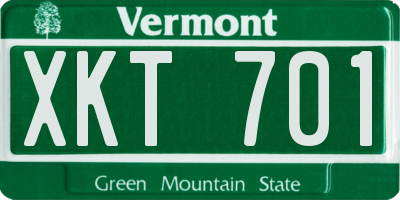 VT license plate XKT701