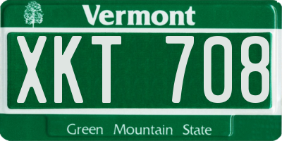 VT license plate XKT708
