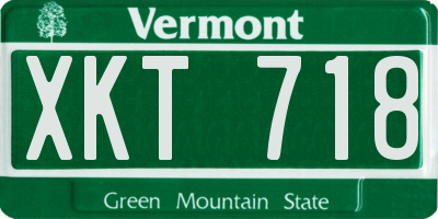 VT license plate XKT718