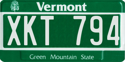 VT license plate XKT794
