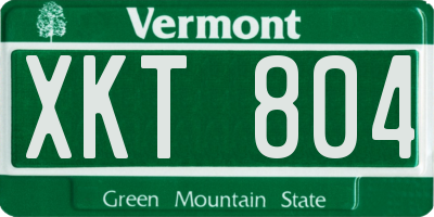 VT license plate XKT804