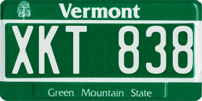 VT license plate XKT838