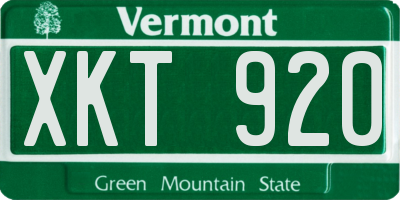 VT license plate XKT920