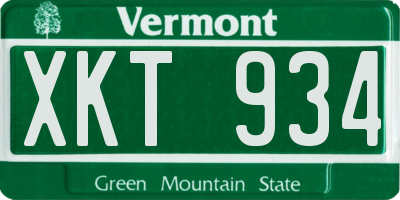 VT license plate XKT934