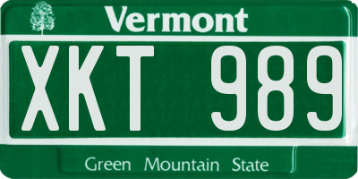 VT license plate XKT989