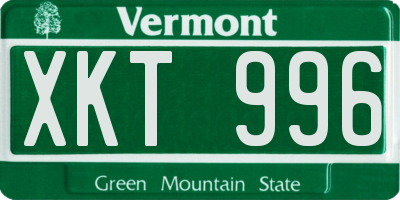 VT license plate XKT996