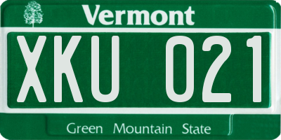 VT license plate XKU021