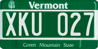 VT license plate XKU027