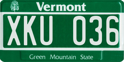 VT license plate XKU036