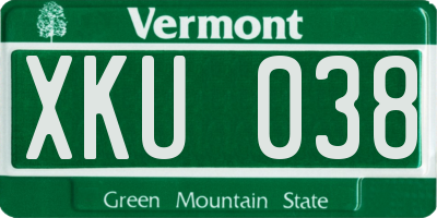 VT license plate XKU038