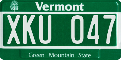 VT license plate XKU047