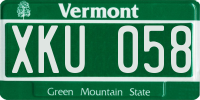 VT license plate XKU058