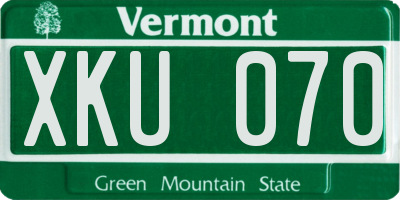 VT license plate XKU070