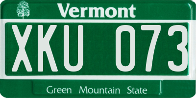 VT license plate XKU073