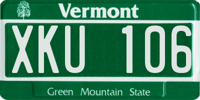 VT license plate XKU106