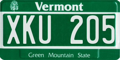 VT license plate XKU205