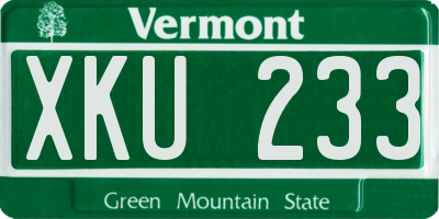 VT license plate XKU233