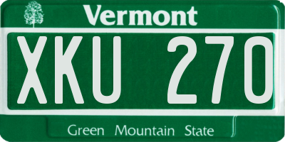 VT license plate XKU270