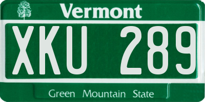 VT license plate XKU289