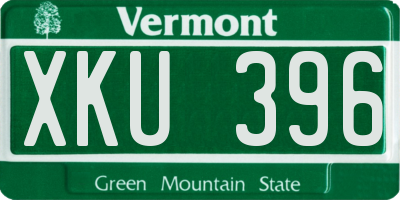 VT license plate XKU396