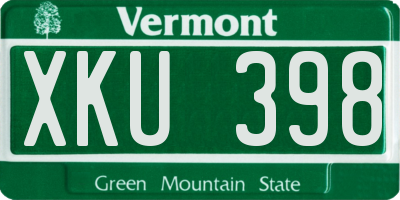 VT license plate XKU398