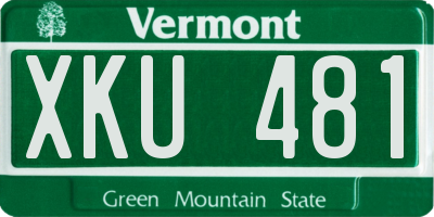 VT license plate XKU481