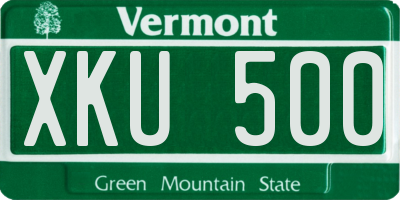 VT license plate XKU500