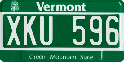 VT license plate XKU596