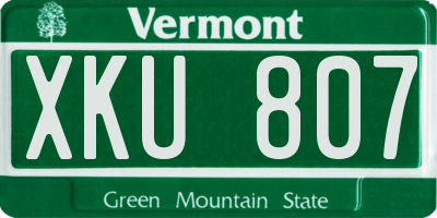 VT license plate XKU807