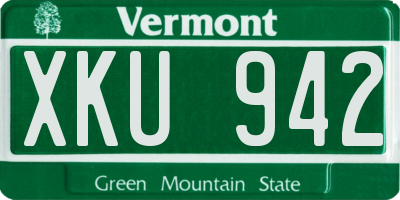 VT license plate XKU942