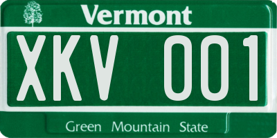 VT license plate XKV001