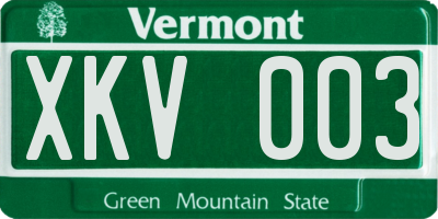 VT license plate XKV003