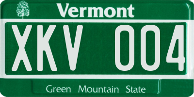 VT license plate XKV004