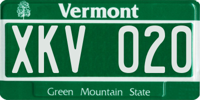 VT license plate XKV020