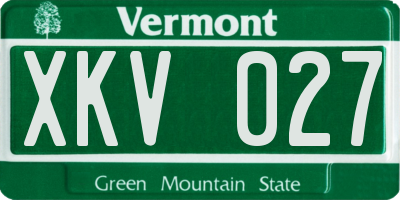 VT license plate XKV027