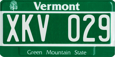 VT license plate XKV029