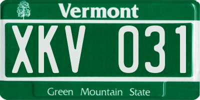 VT license plate XKV031