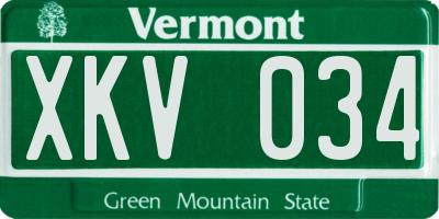 VT license plate XKV034