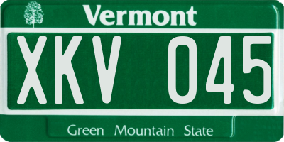 VT license plate XKV045
