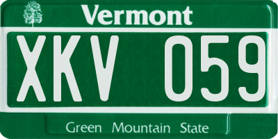 VT license plate XKV059