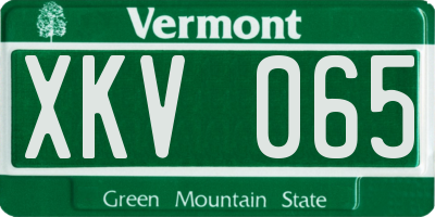 VT license plate XKV065