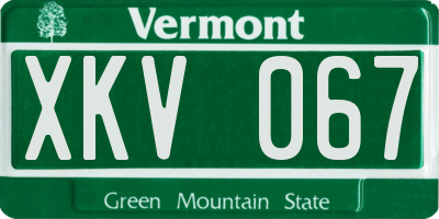 VT license plate XKV067