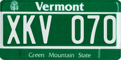VT license plate XKV070